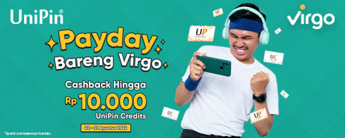 PROMO AGUSTUS – Cashback Hingga Rp 10.000 Untuk Pengguna Setia Virgo di UniPin!